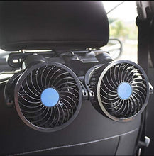Load image into Gallery viewer, 12V Dual Head Vehicle Car Headrest Rear Seat Cooling Fan 360°Rotatable Two Speed