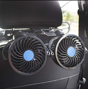 12V Dual Head Vehicle Car Headrest Rear Seat Cooling Fan 360°Rotatable Two Speed